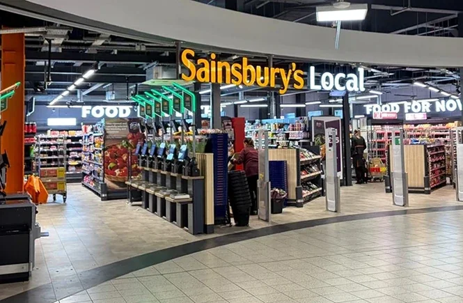 Sainsbury’s Local storefront in the public Arrivals hall at Luton Airport